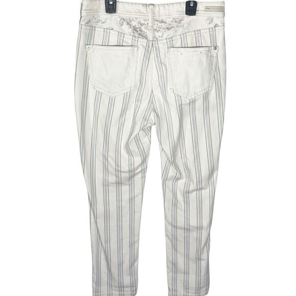 ANTHROPOLOGIE PILCRO Women’s Kenna Cream Striped Floral Slim Pant - Picture 4 of 5